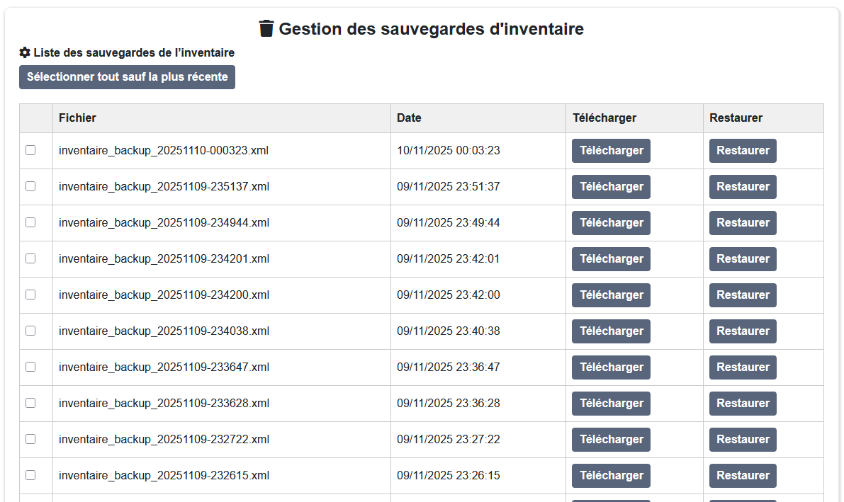 Gestion des sauvegardes
